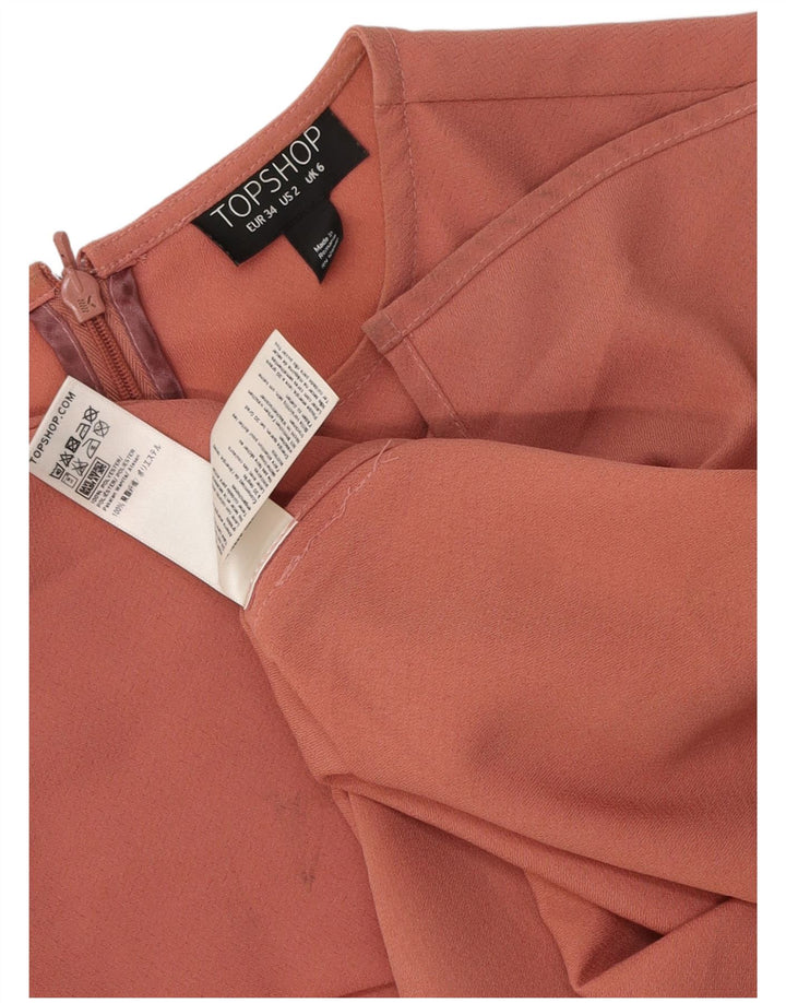 TOPSHOP Damen-Blusenoberteil mit 3/4-Ärmeln, übergroß, UK 6, XS, Rosa, Polyester