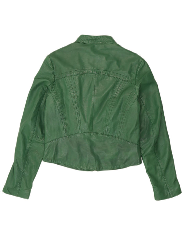 Rino & Pelle Damen Crop Lederjacke EU 38 Mittelgrünes Leder