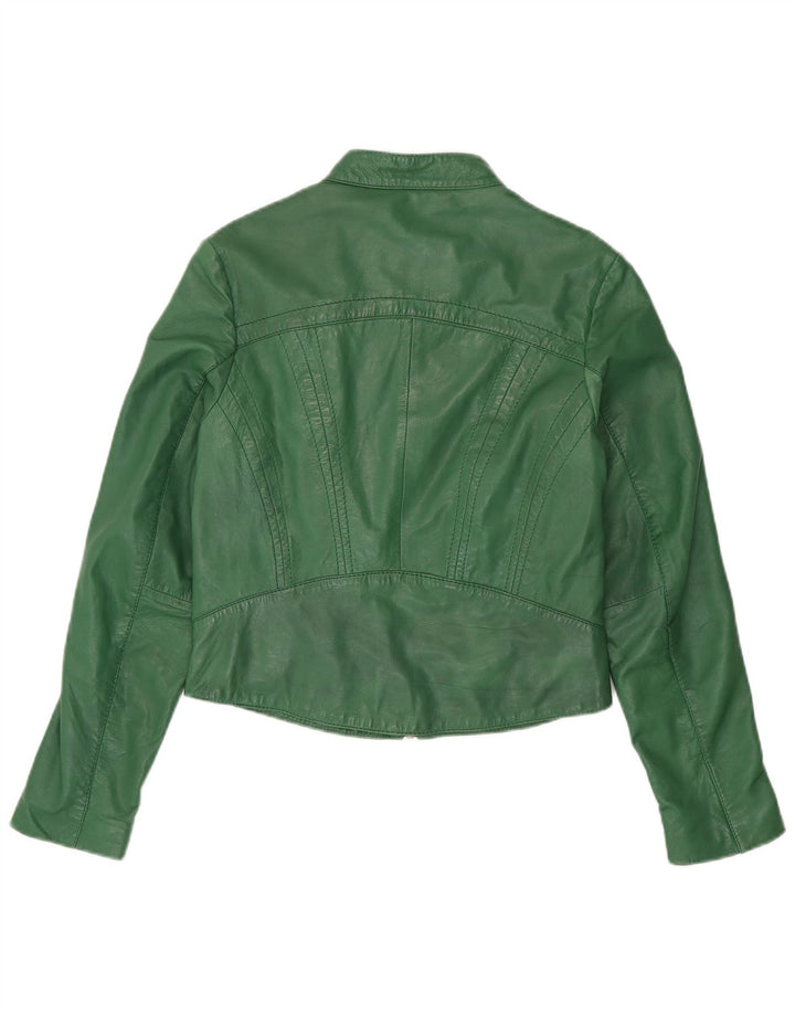 Rino & Pelle Damen Crop Lederjacke EU 38 Mittelgrünes Leder