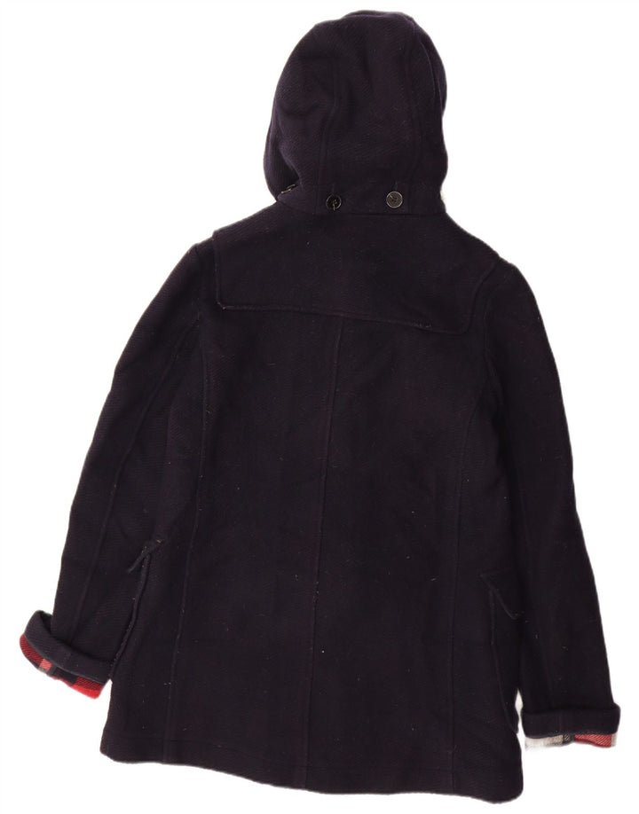 Topshop Damen Dufflecoat mit Kapuze UK 10 Small Marineblaue Wolle