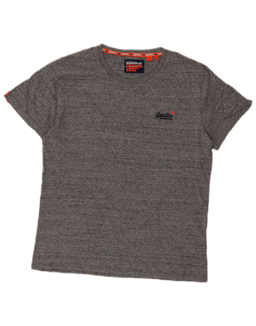 Superdry Herren-T-Shirt-Oberteil, groß, grau gefleckte Baumwolle