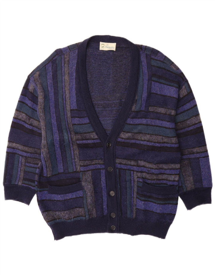 Bizzarro Herren Strickjacke XL Marineblau gestreifte Wolle