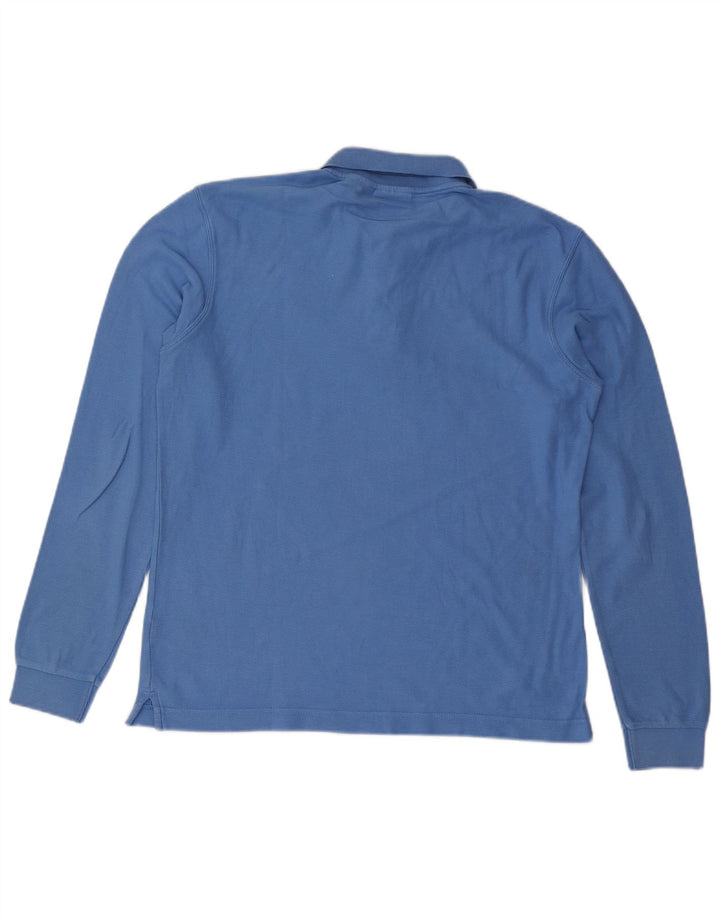 Fila Herren-Langarm-Poloshirt aus mittelblauer Baumwolle