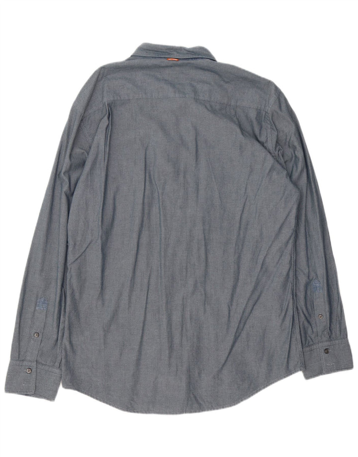 HUGO BOSS Herren Slim Fit Hemd 2XL Grau gepunktete Baumwolle
