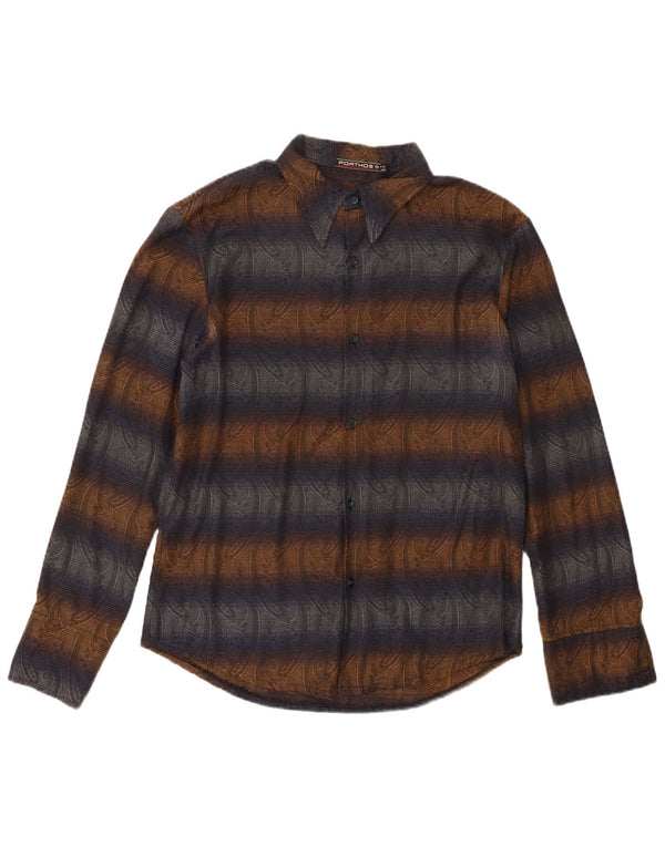 Vintage Herrenhemd Medium Marineblau Paisley Polyester