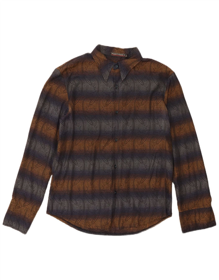 Vintage Herrenhemd Medium Marineblau Paisley Polyester