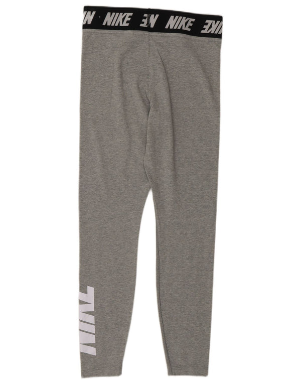 Nike Womens Graphic Leggings UK 12 Mittelgraue Colourblock-Baumwolle