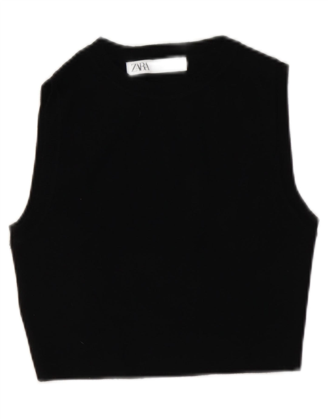 Zara Damen Crop Vest Top UK 12 Mittelschwarze Viskose