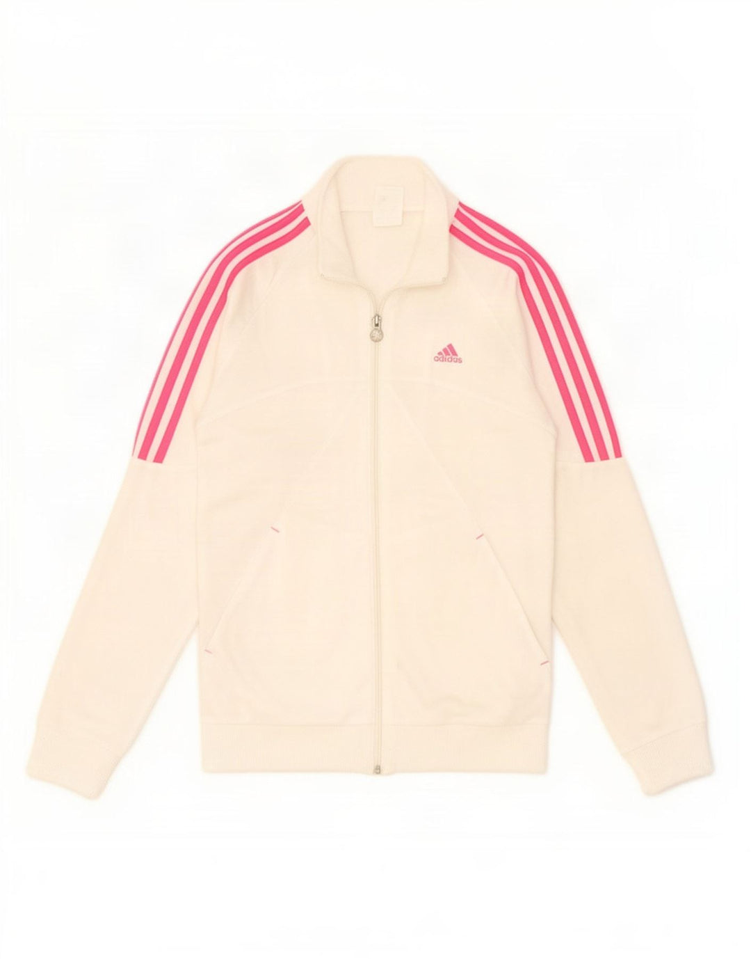 Adidas Mädchen-Trainingsanzug-Top-Jacke, 14–15 Jahre, cremefarbenes Polyester