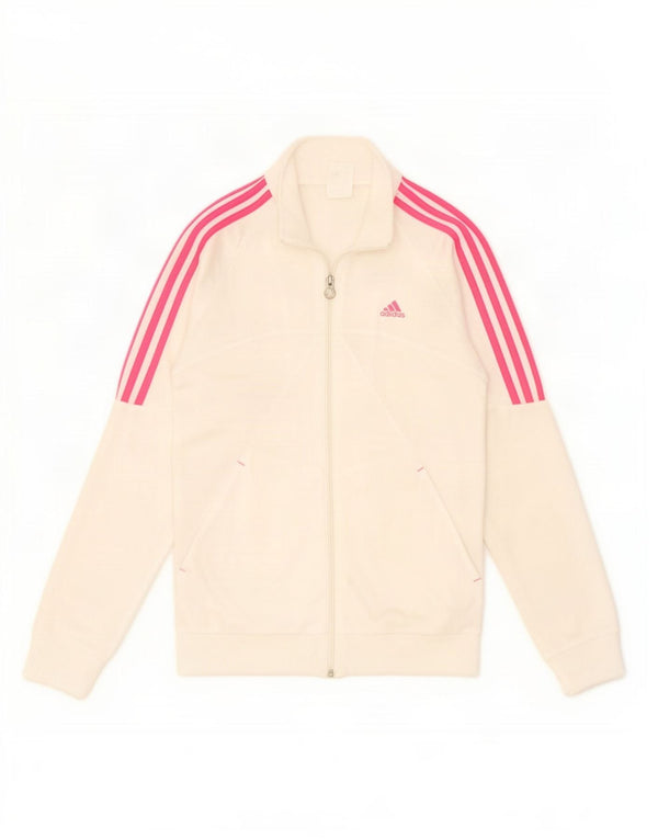 Adidas Mädchen-Trainingsanzug-Top-Jacke, 14–15 Jahre, cremefarbenes Polyester