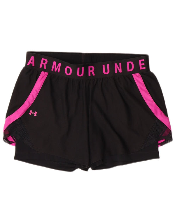 UNDER ARMOUR Damen Heat Gear Sportshorts UK 14 Large Schwarz Colourblock
