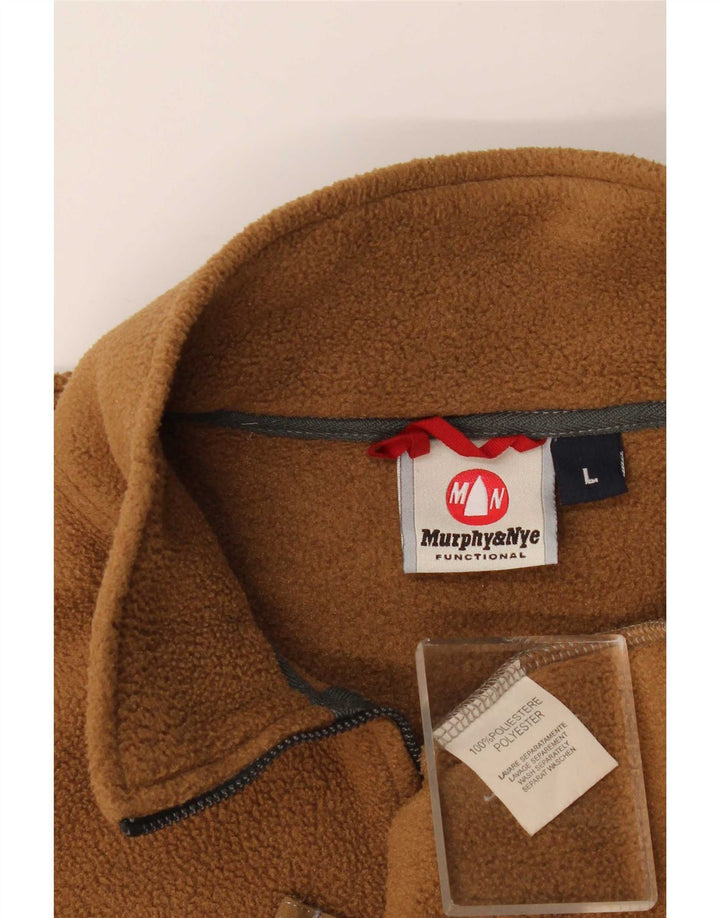 Murphy & Nye Herren-Fleecepullover mit Reißverschluss am Hals, groß, beige, Polyester