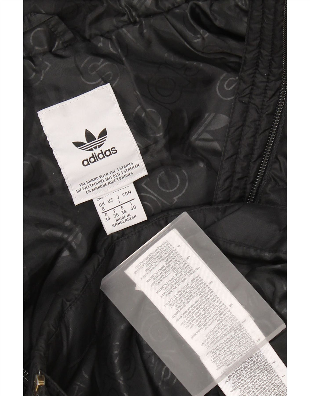 Adidas Damen Kapuzenjacke gepolstert UK 8 Small Schwarz Nylon