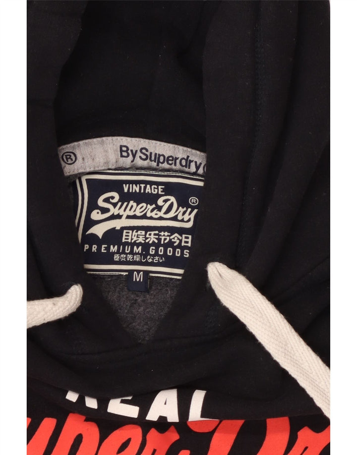 SUPERDRY Herren-Kapuzenpullover mit Grafik, mittelschwarze Baumwolle