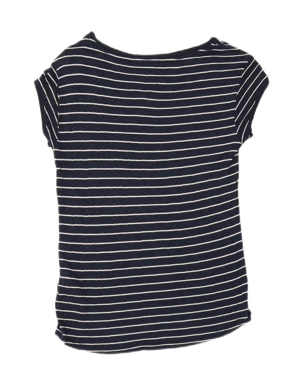 TOMMY HILFIGER Damen T-Shirt Top UK 6 XS Marineblau gestreift Viskose