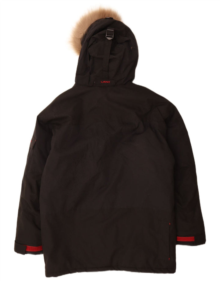 Vintage Herren Kapuzenparka Jacke UK 38 Mittelschwarzes Nylon