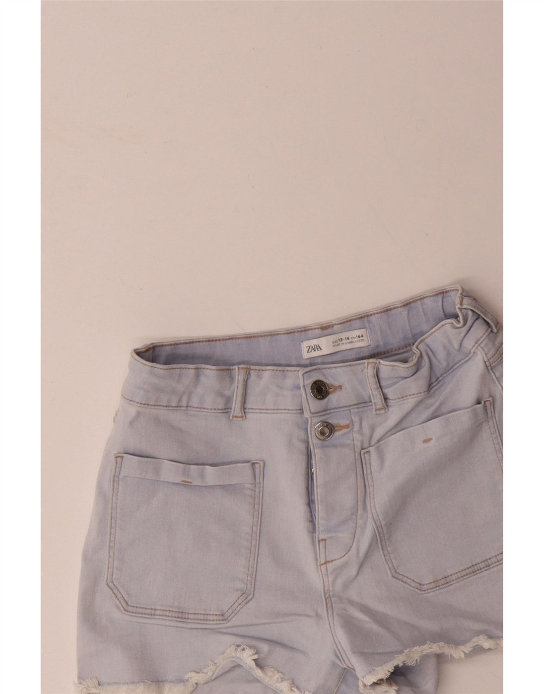 ZARA Mädchen-Jeansshorts mit hoher Taille, 13–14 Jahre, W26, Blau