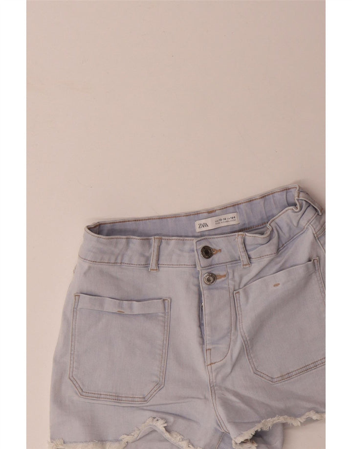 ZARA Mädchen-Jeansshorts mit hoher Taille, 13–14 Jahre, W26, Blau