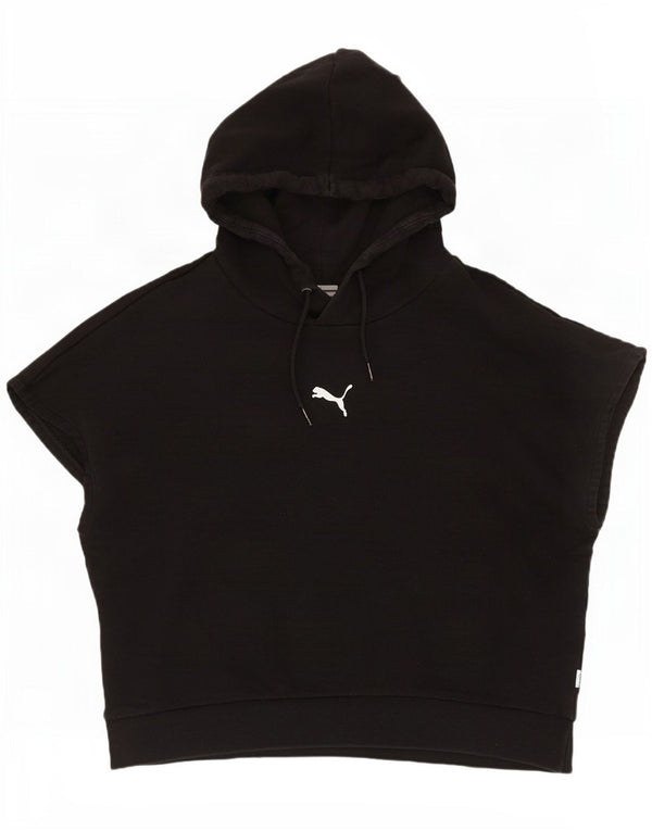 Puma Damen Crop Short Sleeve Hoodie Pullover UK 10 Small Schwarz