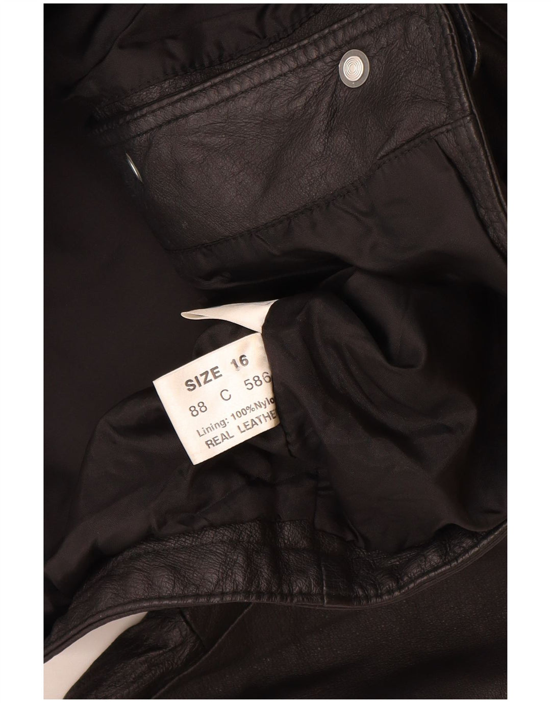 Vintage Damen Lederjacke UK 16 Großes schwarzes Leder