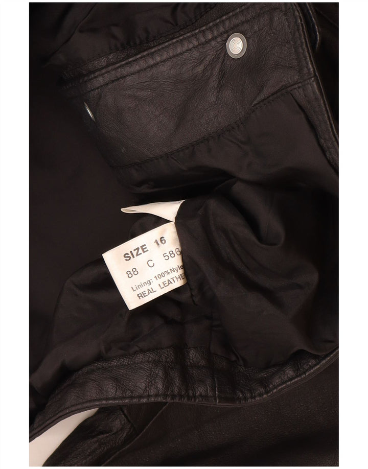 Vintage Damen Lederjacke UK 16 Großes schwarzes Leder