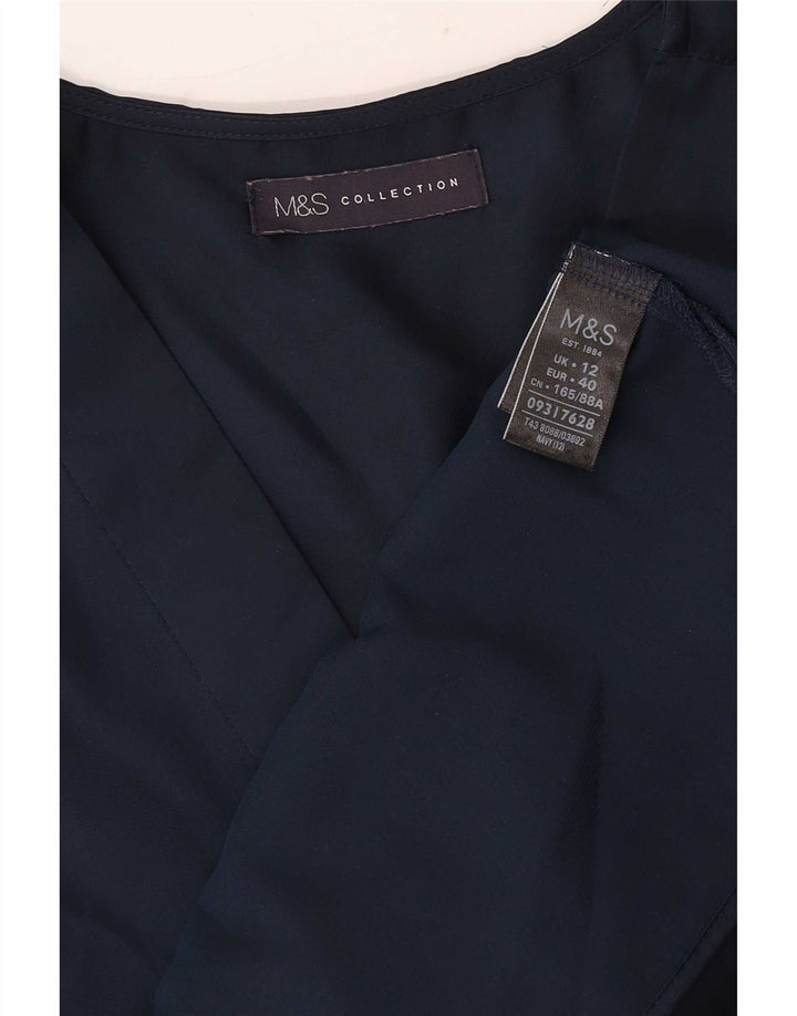 Marks & Spencer Damen-Blusenoberteil UK 12 Mittelmarineblaues Polyester