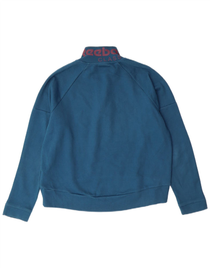 REEBOK Damen Übergroßer Grafik-Sweatshirt-Pullover UK 8/10 Small Blau