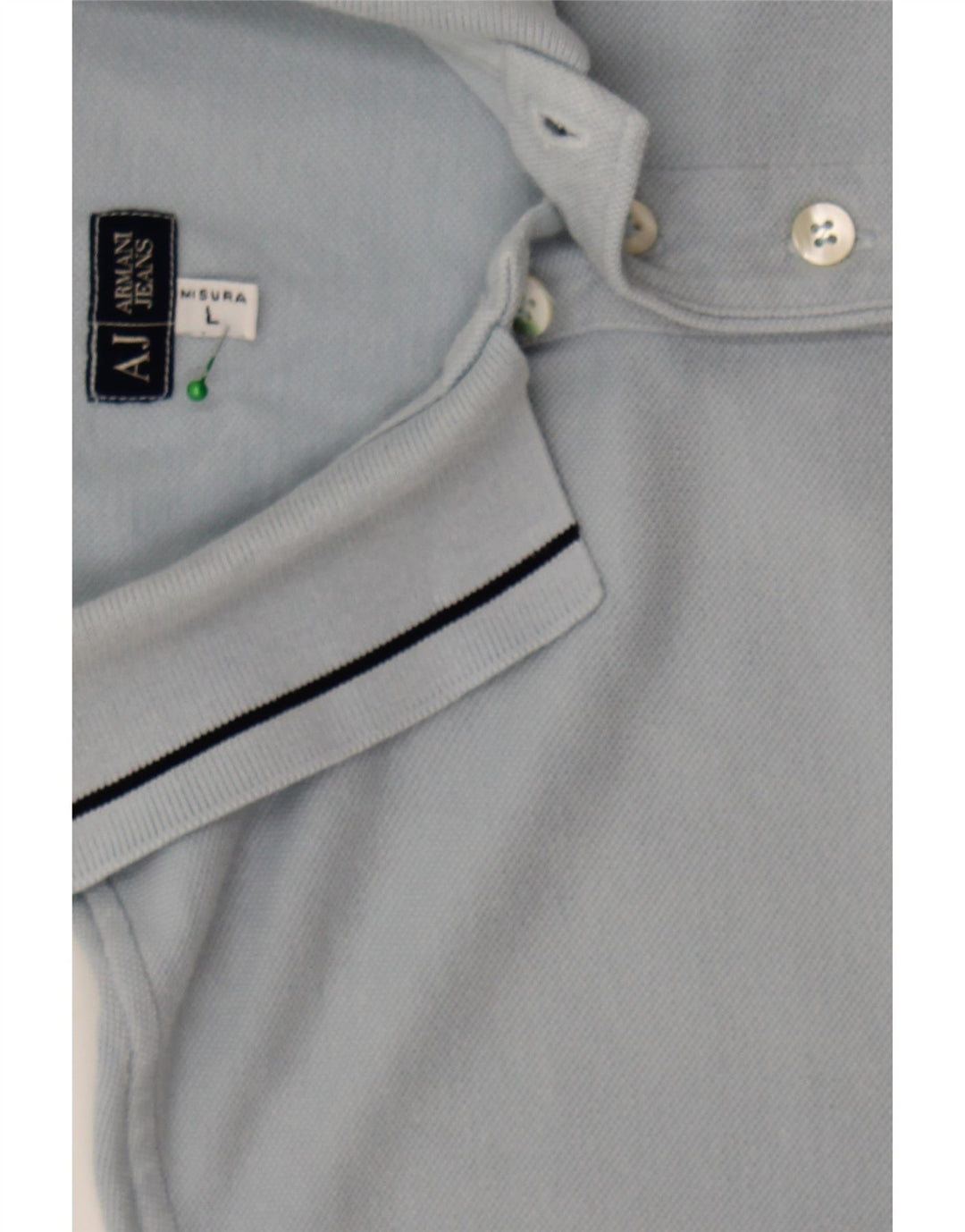 ARMANI JEANS Mens Polo Shirt Large Blue Cotton Vintage Armani Jeans and Second-Hand Armani Jeans from Messina Hembry 