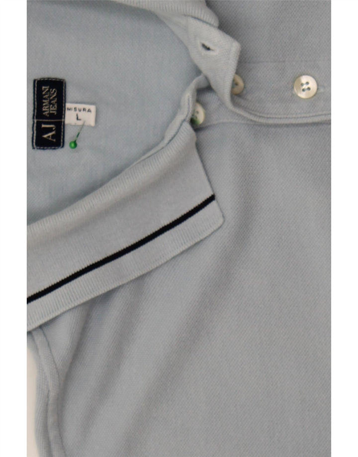 ARMANI JEANS Mens Polo Shirt Large Blue Cotton Vintage Armani Jeans and Second-Hand Armani Jeans from Messina Hembry 