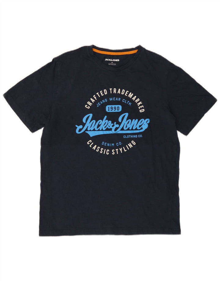 Jack & Jones Herren-T-Shirt mit Grafik, mittlere Marineblau-Baumwolle