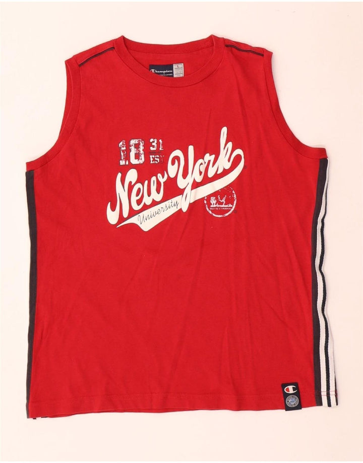 CHAMPION Jungen-Top mit Grafik, 11–12 Jahre, Größe L, Rot, Colourblock-Baumwolle