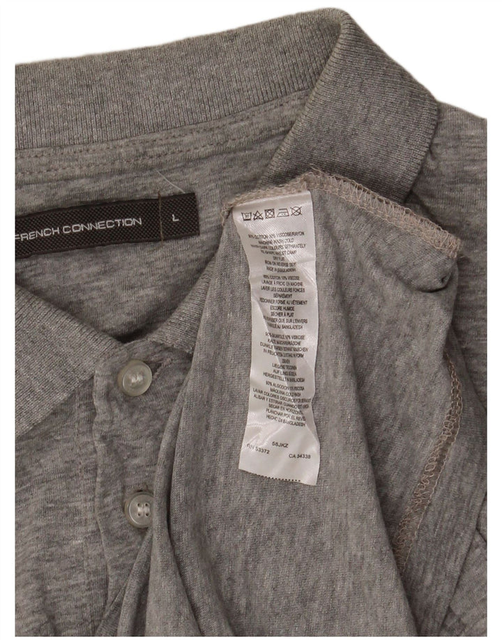 French Connection Herren-Poloshirt, große, grau gesprenkelte Baumwolle