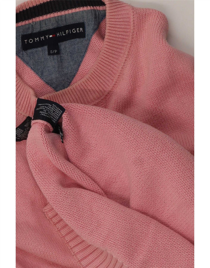 Tommy Hilfiger Herren-Pullover mit Rundhalsausschnitt, Größe S, rosa Baumwolle