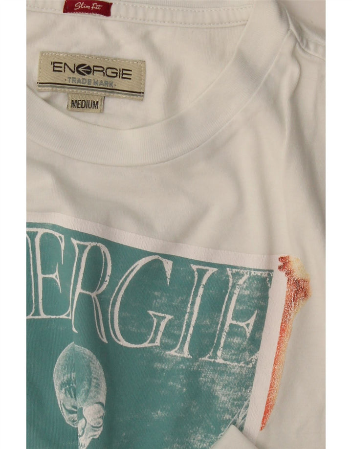 ENERGIE Herren-T-Shirt mit Grafik, Mittelweiß