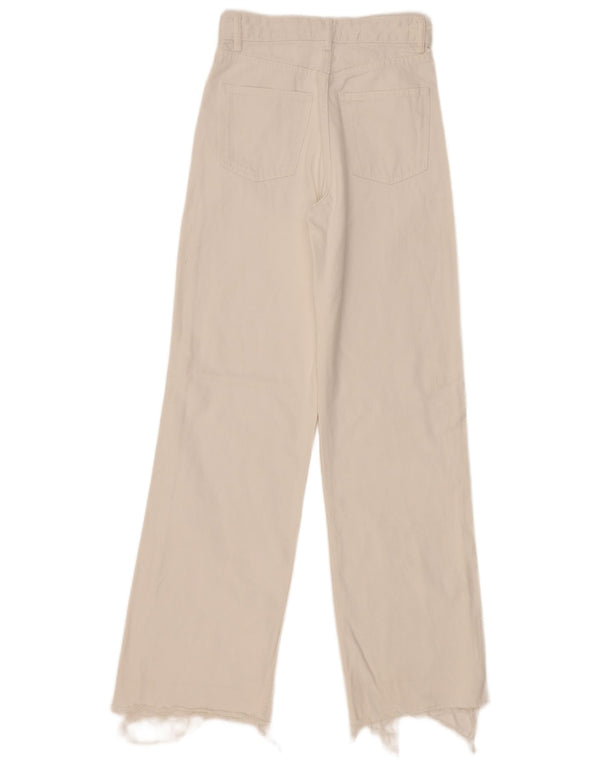 Zara Damen-Jeans mit hoher Taille und weitem Bein, EU 36, XS, B26, L34, Weiß