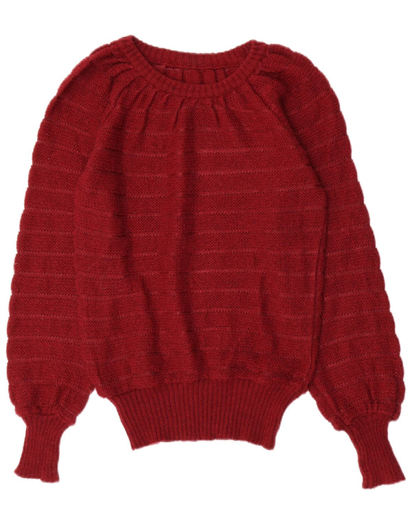 VINTAGE Womens Boat Neck Jumper Sweater UK 12 Medium Maroon