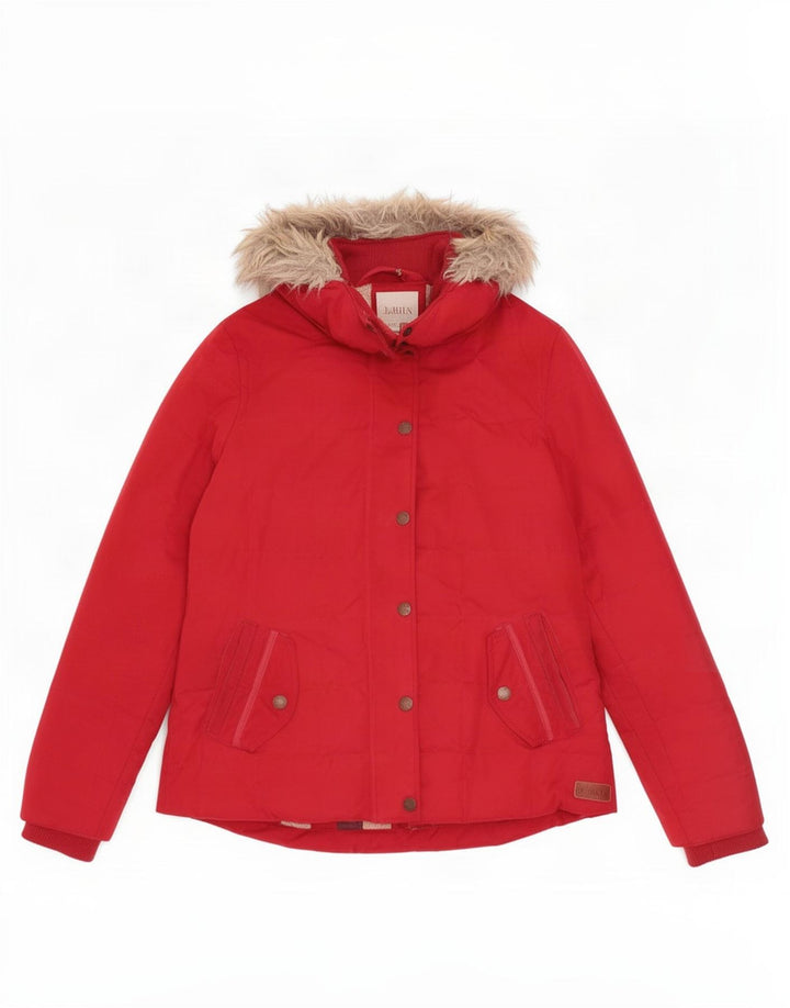 Fat Face Wattierte Damenjacke mit Kapuze, UK 12, Mittelrot, Polyester