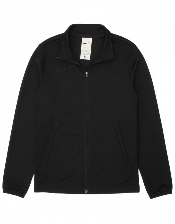 NIKE Boys Dri Fit Tracksuit Top Jacket 8-9 Years Small  Black Polyester