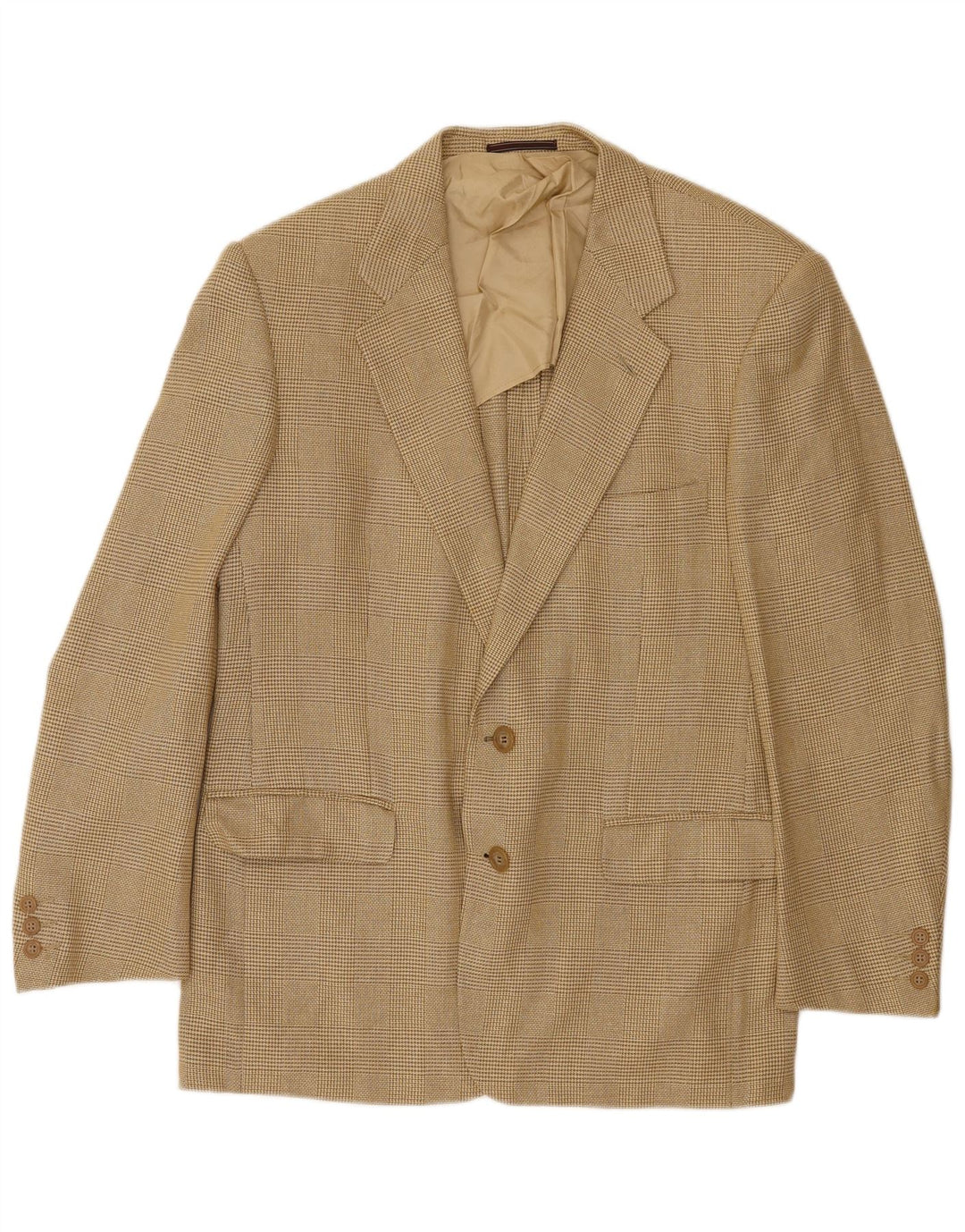 KRIZIA Mens 2 Button Blazer Jacket IT 50 Large Yellow Houndstooth Wool