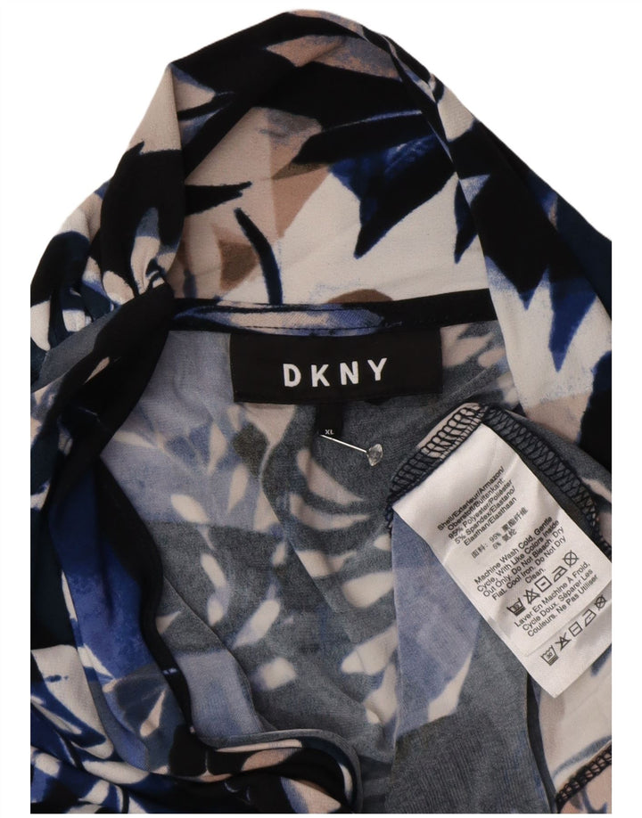 DKNY Damen-Blusenoberteil, UK 18, XL, mehrfarbig, Blumenmuster, Polyester