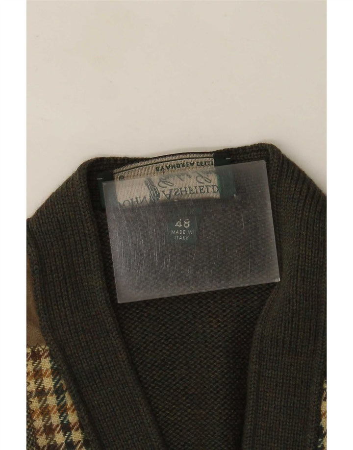 John Ashfield Herren Cricked Club Cardigan Pullover IT 48 Mittelgrün