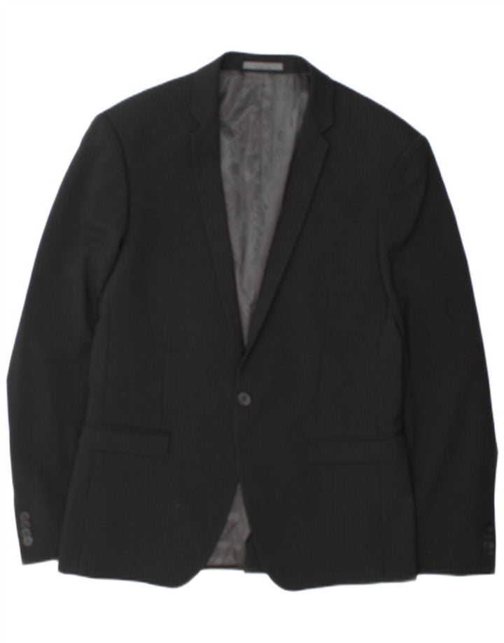 Calvin Klein Herren-Blazer mit 1 Knopf, IT 50, groß, schwarz gestreift