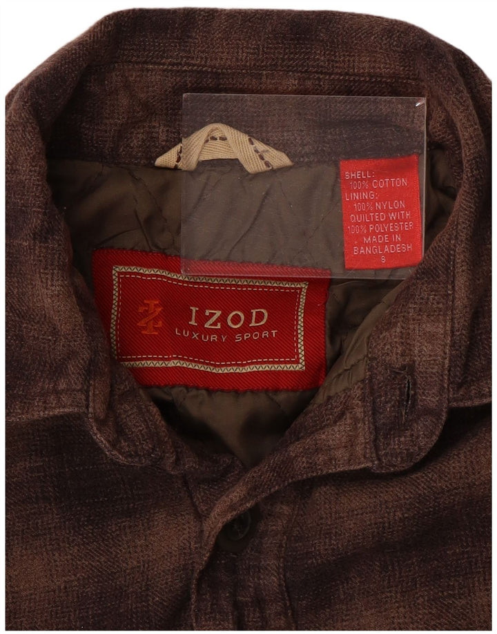IZOD Herren-Lumberjack-Flanellhemd, klein, braun kariert, Baumwolle