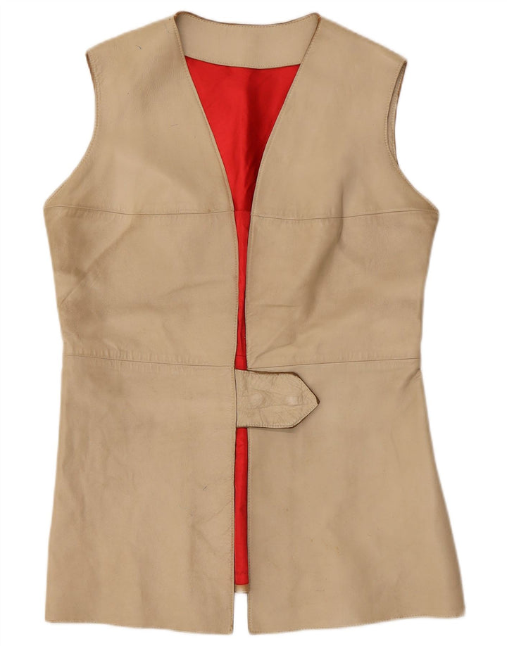Vintage Damen Lederweste IT 38 XS Beige