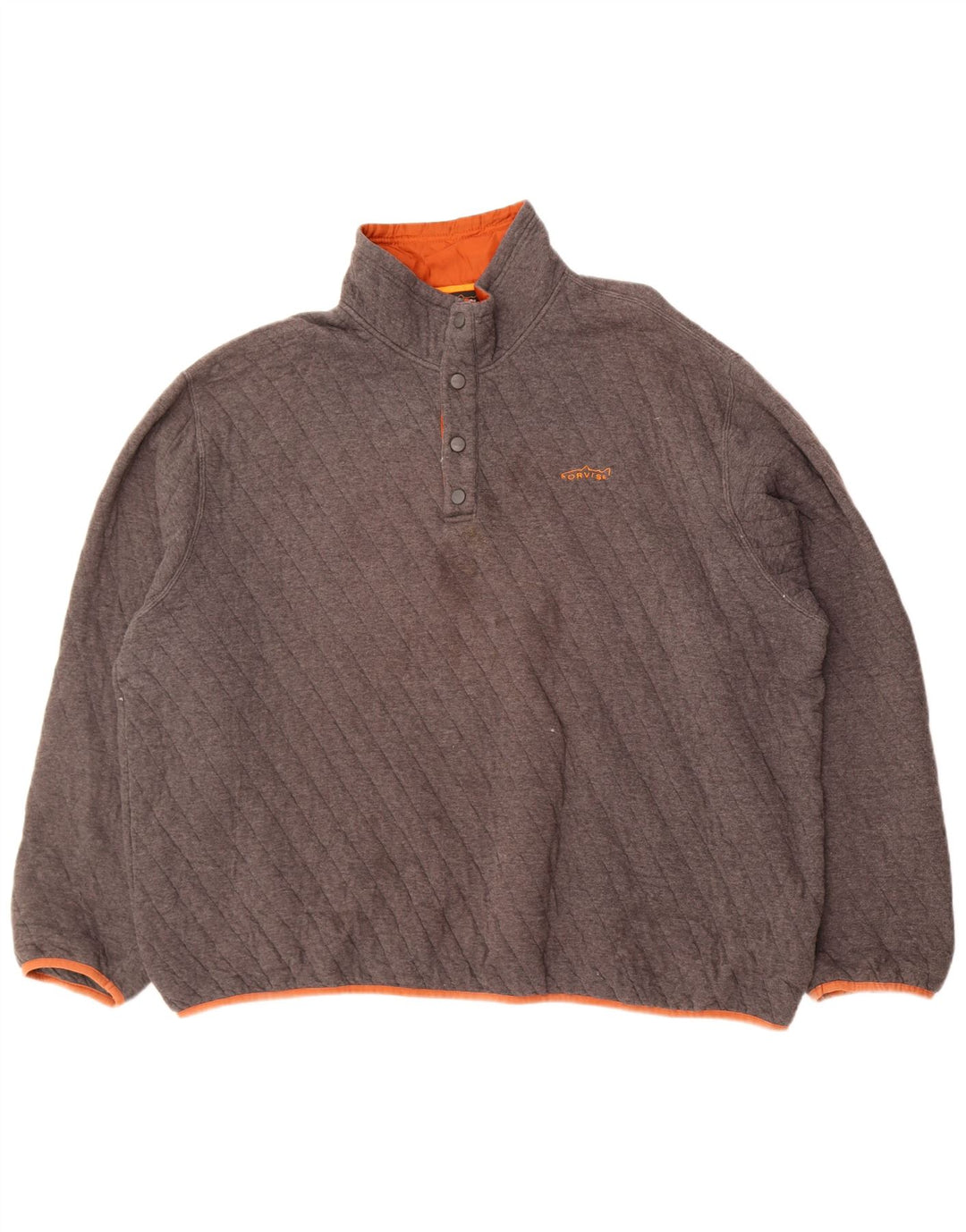 Orvis Herren-Sweatshirt mit Knopfkragen, 2XL, graue Baumwolle
