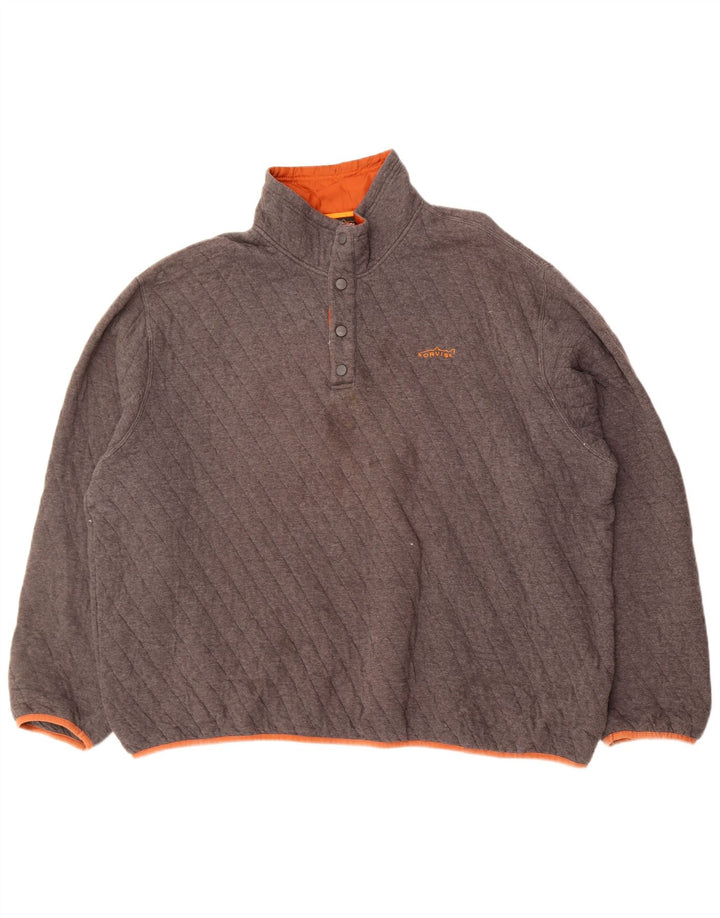Orvis Herren-Sweatshirt mit Knopfkragen, 2XL, graue Baumwolle