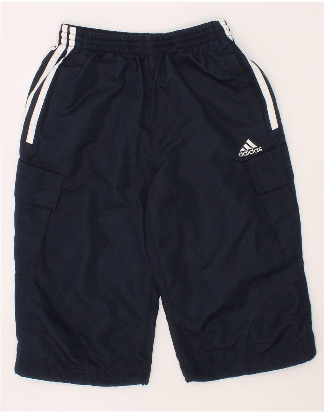ADIDAS Boys Sport Shorts 7-8 Years Navy Blue Colourblock Polyester Vintage Adidas and Second-Hand Adidas from Messina Hembry 