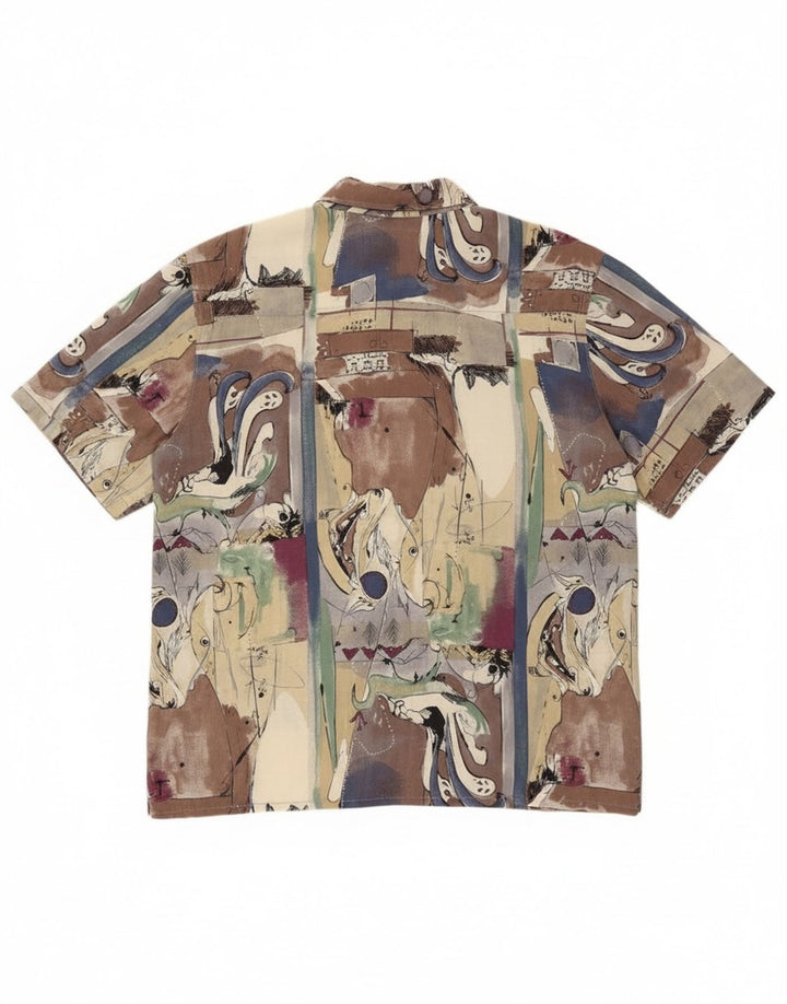 Vintage Damen Kurzarmshirt mit abstraktem Muster, groß, mehrfarbig