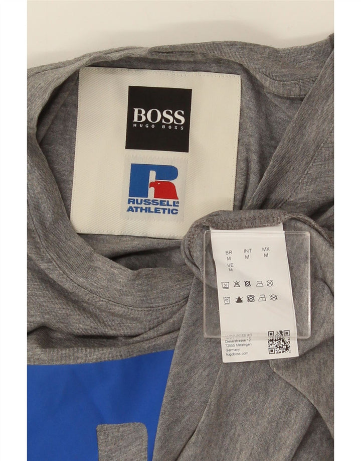 HUGO BOSS Herren Grafik-T-Shirt-Oberteil aus mittelgrauer Baumwolle