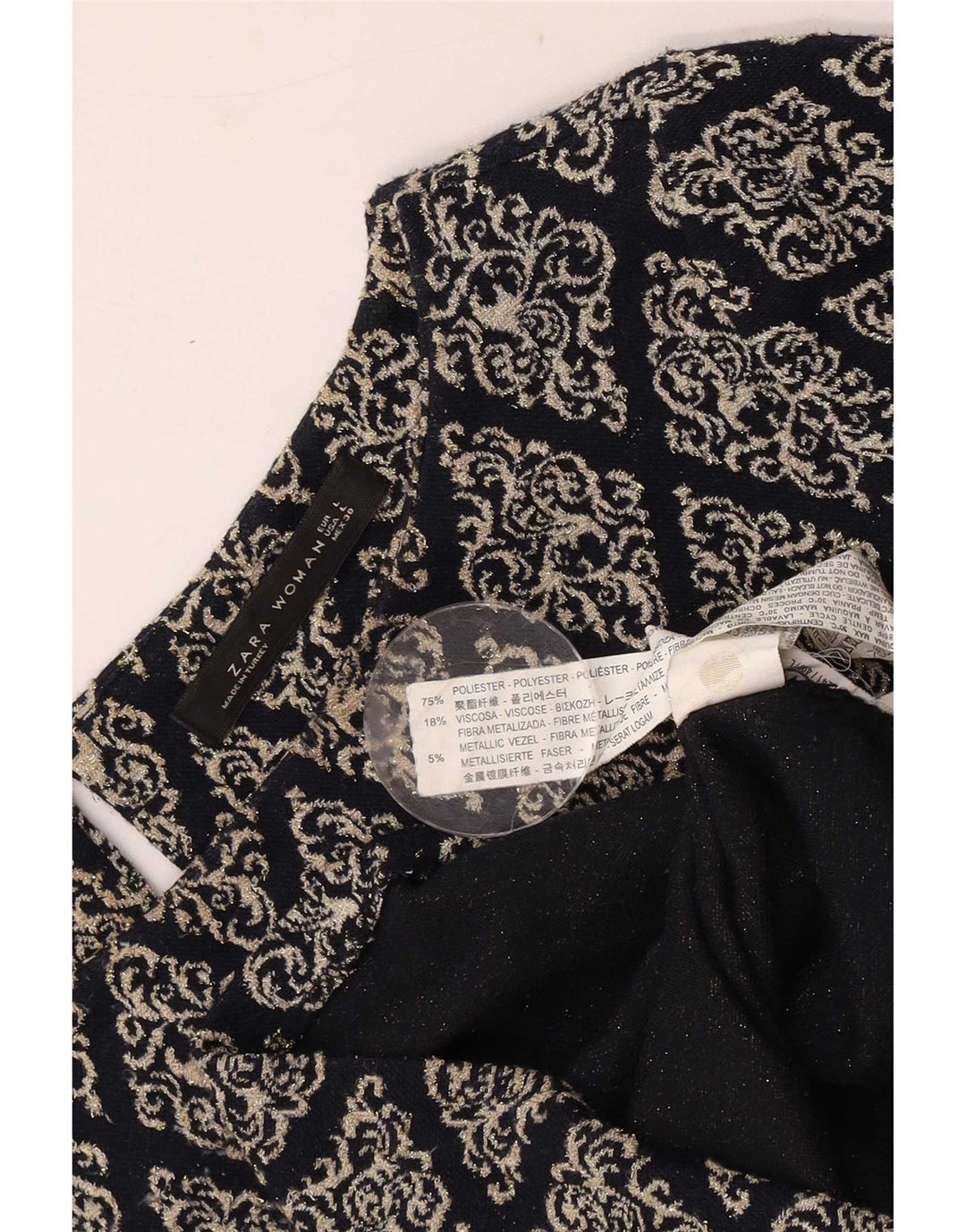 Zara Damen Etuikleid UK 16 Large Schwarz Argyle/Diamant Polyester